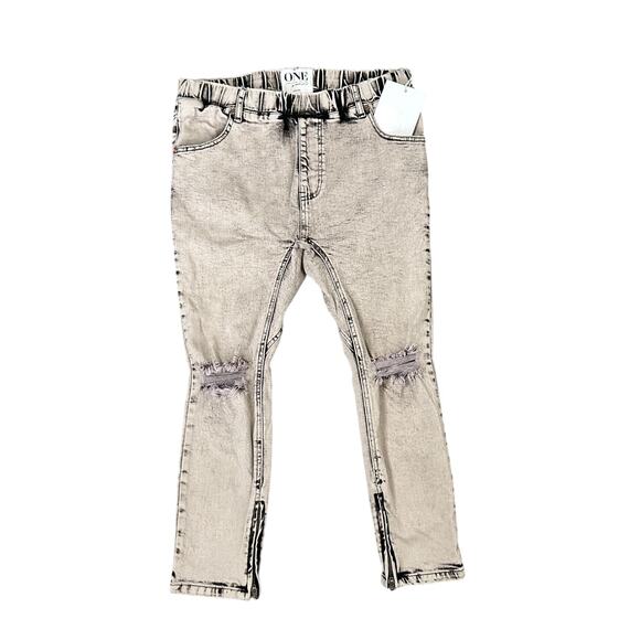 ONE Teaspoon Harley Killers Cropped Skinny Jeans in Black Washed Leather Pockets - Picture 2 of 9